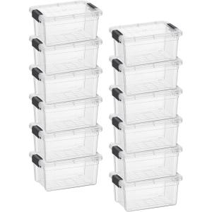 imageSuperio Clear Storage Bins with Lids Stackable Storage Box with Latches and Handles Extra Small 12 Pack 2 Quart175 Qt Mini