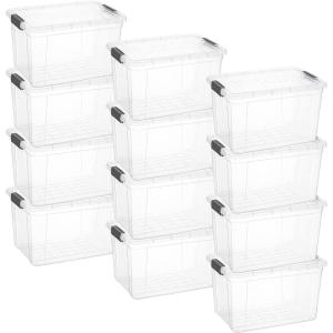 imageSuperio Clear Storage Bins with Lids Stackable Storage Box with Latches and Handles Extra Small 12 Pack 2 Quart20 Qt Deep