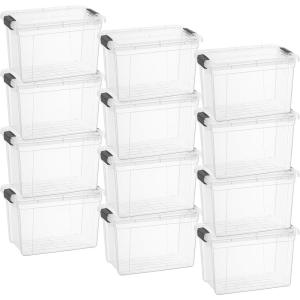 imageSuperio Clear Storage Bins with Lids Stackable Storage Box with Latches and Handles Extra Small 12 Pack 2 Quart375 Qt Mini  Deep