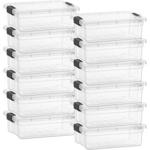 imageSuperio Clear Storage Bins with Lids Stackable Storage Box with Latches and Handles Extra Small 12 Pack 2 Quart4 Quart