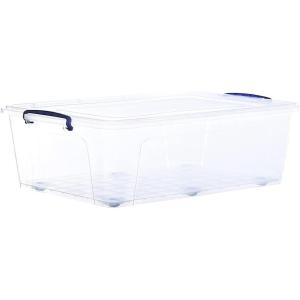 imageSuperio Clear Storage Box with Wheels 85 Qt Heavy Duty Container with Lid Stackable Rolling Bin for Home Garage Closet Organization Toys Linen Tools Clothing Supplies Camping Accessories2675x18x75