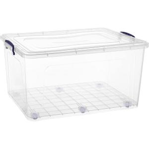 imageSuperio Clear Storage Box with Wheels 85 Qt Heavy Duty Container with Lid Stackable Rolling Bin for Home Garage Closet Organization Toys Linen Tools Clothing Supplies Camping Accessories85 qt