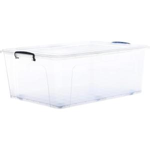 imageSuperio Clear Storage Box with Wheels 85 Qt Heavy Duty Container with Lid Stackable Rolling Bin for Home Garage Closet Organization Toys Linen Tools Clothing Supplies Camping Accessories215x145x95 Wheeled