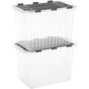 imageSuperio Clear Storage Container with Lid 16 Quart Hinged Lid Storage Tote Organizer Box for Closet Home Dorm 4 Pack2 Pack
