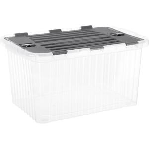 imageSuperio Clear Storage Container with Lid 35 Quart Hinged Lid Storage Tote Organizer Box for Closet Home DormGrey
