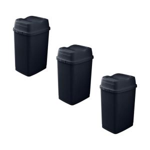 imageGarbage Cans with Swing TopSplit Lids 3 Pack  Small Trash Cans with Lids  Durable Plastic  Slim ampamp Sturdy Trash Bins  Fingerprint Resistant  125 Gallon  5 qt  5 L  Black  Superio Brand