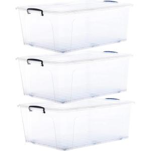 image:imageSuperio Clear Storage Boxes with Lids Deep BPA Free Plastic Containers Bins for Organizing Stackable Crates Organizer Totes for Home Office School and Dorm 1425 Quart 10 Pack32 Qt Wheeled
