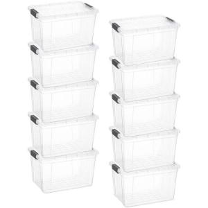 image:imageSuperio Clear Storage Boxes with Lids Deep BPA Free Plastic Containers Bins for Organizing Stackable Crates Organizer Totes for Home Office School and Dorm 1425 Quart 10 Pack1425 Quart
