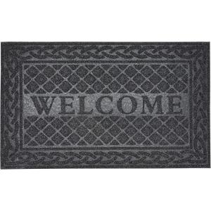 image:imageSuperio 686 NonSlip Welcome Doormat Indoor Outdoor Heavy Duty Waterproof Easy Clean LowProfile Mats for Entry Garage Patio High Traffic Areas 18x30 Grey Lattice CoirBlack
