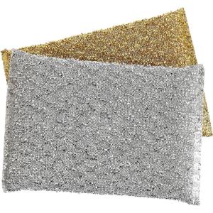 image:imageGold and Silver Kitchen Sponge Scrubber Heavy Duty Metallic Sink Pot Dish Washing Scrubber NonScratch NonMetal Kosher Sponge Pack of 4 SuperioSilver  Gold