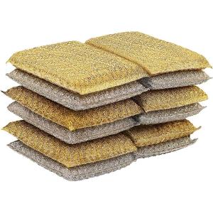 image:imageGold and Silver Kitchen Sponge Scrubber Heavy Duty Metallic Sink Pot Dish Washing Scrubber NonScratch NonMetal Kosher Sponge Pack of 4 SuperioSilvergold 12 Pack