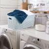 image:imageDesigned Laundry Basket Plastic Storage Hamper Basket Beige Cloths Basket Organizer with Cutout Handles Space Saving for Laundry Room Bedroom Bathroom Wicker Design 50 LiterWhite Smoke