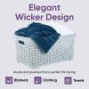 image:imageDesigned Laundry Basket Plastic Storage Hamper Basket Beige Cloths Basket Organizer with Cutout Handles Space Saving for Laundry Room Bedroom Bathroom Wicker Design 50 LiterWhite Smoke