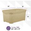 image:imageDesigned Laundry Basket Plastic Storage Hamper Basket Beige Cloths Basket Organizer with Cutout Handles Space Saving for Laundry Room Bedroom Bathroom Wicker Design 50 LiterBeige