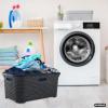 image:imageDesigned Laundry Basket Plastic Storage Hamper Basket Beige Cloths Basket Organizer with Cutout Handles Space Saving for Laundry Room Bedroom Bathroom Wicker Design 50 LiterGray