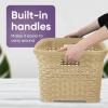 image:imageDesigned Laundry Basket Plastic Storage Hamper Basket Beige Cloths Basket Organizer with Cutout Handles Space Saving for Laundry Room Bedroom Bathroom Wicker Design 50 LiterBeige