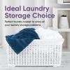 image:imageDesigned Laundry Basket Plastic Storage Hamper Basket Beige Cloths Basket Organizer with Cutout Handles Space Saving for Laundry Room Bedroom Bathroom Wicker Design 50 LiterWhite