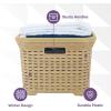 image:imageDesigned Laundry Basket Plastic Storage Hamper Basket Beige Cloths Basket Organizer with Cutout Handles Space Saving for Laundry Room Bedroom Bathroom Wicker Design 50 LiterBeige