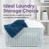 image:imageDesigned Laundry Basket Plastic Storage Hamper Basket Beige Cloths Basket Organizer with Cutout Handles Space Saving for Laundry Room Bedroom Bathroom Wicker Design 50 LiterWhite Smoke