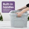image:imageDesigned Laundry Basket Plastic Storage Hamper Basket Beige Cloths Basket Organizer with Cutout Handles Space Saving for Laundry Room Bedroom Bathroom Wicker Design 50 LiterWhite Smoke
