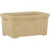 image:imageDesigned Laundry Basket Plastic Storage Hamper Basket Beige Cloths Basket Organizer with Cutout Handles Space Saving for Laundry Room Bedroom Bathroom Wicker Design 50 LiterBeige