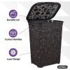image:imageLaundry Hamper With Lid Lace Design 50 Liter  Brown Laundry Hamper Basket With Cutout Handles Rectangular Shape Modern Style Bin  Dirty Cloths Storage By Superio