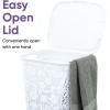 image:imageSuperio Laundry Hamper with Lid White 50 Liter Large Lace Hamper Basket Dirty Cloths Storage with Cutout Handles for Landry Room Bedroom and Bathroom