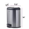 image:imageSuperio Stainless Steel 8 Liter Garbage Pail 2 Gallon D Shaped Small Trash Can with Lid for Bedroom Bathroom and Office8 Liter