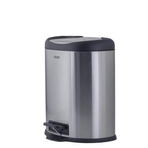 image:imageSuperio Stainless Steel 8 Liter Garbage Pail 2 Gallon D Shaped Small Trash Can with Lid for Bedroom Bathroom and Office8 Liter