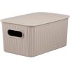 image:imageSuperio Ribbed Collection  Decorative Plastic Basket Open Home Storage Bins Organizer Blue Container Boxes for Organizing Closet Storage Bins for Shelves Bin with Lid Large 15 Liter 1 PackTaupe