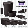 image:imageSuperio Ribbed Collection  Decorative Plastic Basket Open Home Storage Bins Organizer Blue Container Boxes for Organizing Closet Storage Bins for Shelves Bin with Lid Large 15 Liter 1 PackBrown