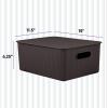 image:imageSuperio Ribbed Collection  Decorative Plastic Basket Open Home Storage Bins Organizer Blue Container Boxes for Organizing Closet Storage Bins for Shelves Bin with Lid Large 15 Liter 1 PackBrown