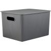 image:imageSuperio Ribbed Collection  Decorative Plastic Basket Open Home Storage Bins Organizer Blue Container Boxes for Organizing Closet Storage Bins for Shelves Bin with Lid Large 15 Liter 1 PackGrey