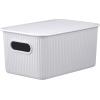 image:imageSuperio Ribbed Collection  Decorative Plastic Basket Open Home Storage Bins Organizer Blue Container Boxes for Organizing Closet Storage Bins for Shelves Bin with Lid Large 15 Liter 1 PackWhite Smoke