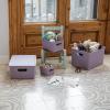 image:imageSuperio Ribbed Collection  Decorative Plastic Basket Open Home Storage Bins Organizer Blue Container Boxes for Organizing Closet Storage Bins for Shelves Bin with Lid Large 15 Liter 1 PackLilac