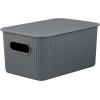 image:imageSuperio Ribbed Collection  Decorative Plastic Basket Open Home Storage Bins Organizer Blue Container Boxes for Organizing Closet Storage Bins for Shelves Bin with Lid Large 15 Liter 1 PackGrey
