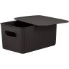 image:imageSuperio Ribbed Collection  Decorative Plastic Basket Open Home Storage Bins Organizer Blue Container Boxes for Organizing Closet Storage Bins for Shelves Bin with Lid Large 15 Liter 1 PackBrown