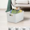 image:imageSuperio Ribbed Collection  Decorative Plastic Basket Open Home Storage Bins Organizer Blue Container Boxes for Organizing Closet Storage Bins for Shelves Bin with Lid Large 15 Liter 1 PackWhite