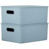 image:imageSuperio Ribbed Collection  Decorative Plastic Basket Open Home Storage Bins Organizer Blue Container Boxes for Organizing Closet Storage Bins for Shelves Bin with Lid Large 15 Liter 1 PackBlue