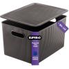 image:imageSuperio Ribbed Collection  Decorative Plastic Basket Open Home Storage Bins Organizer Blue Container Boxes for Organizing Closet Storage Bins for Shelves Bin with Lid Large 15 Liter 1 PackBrown