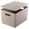 image:imageSuperio Ribbed Collection  Decorative Plastic Basket Open Home Storage Bins Organizer Blue Container Boxes for Organizing Closet Storage Bins for Shelves Bin with Lid Large 15 Liter 1 PackTaupe