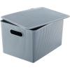 image:imageSuperio Ribbed Collection  Decorative Plastic Basket Open Home Storage Bins Organizer Blue Container Boxes for Organizing Closet Storage Bins for Shelves Bin with Lid Large 15 Liter 1 PackBlue