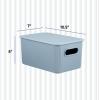 image:imageSuperio Ribbed Collection  Decorative Plastic Basket Open Home Storage Bins Organizer Blue Container Boxes for Organizing Closet Storage Bins for Shelves Bin with Lid Large 15 Liter 1 PackBlue