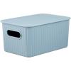 image:imageSuperio Ribbed Collection  Decorative Plastic Basket Open Home Storage Bins Organizer Blue Container Boxes for Organizing Closet Storage Bins for Shelves Bin with Lid Large 15 Liter 1 PackBlue