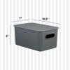 image:imageSuperio Ribbed Collection  Decorative Plastic Basket Open Home Storage Bins Organizer Blue Container Boxes for Organizing Closet Storage Bins for Shelves Bin with Lid Large 15 Liter 1 PackGrey