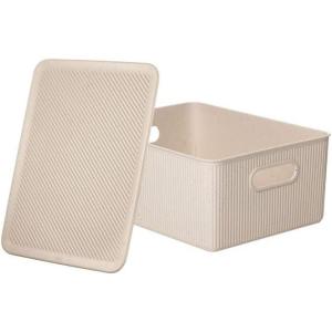 image:imageSuperio Ribbed Collection  Decorative Plastic Basket Open Home Storage Bins Organizer Blue Container Boxes for Organizing Closet Storage Bins for Shelves Bin with Lid Large 15 Liter 1 PackEcoFriendly