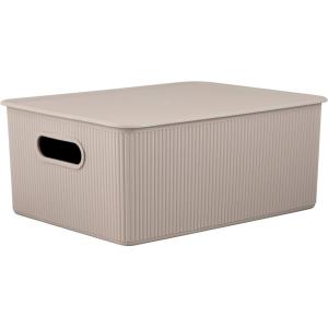 image:imageSuperio Ribbed Collection  Decorative Plastic Basket Open Home Storage Bins Organizer Blue Container Boxes for Organizing Closet Storage Bins for Shelves Bin with Lid Large 15 Liter 1 PackTaupe