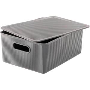 image:imageSuperio Ribbed Collection  Decorative Plastic Basket Open Home Storage Bins Organizer Blue Container Boxes for Organizing Closet Storage Bins for Shelves Bin with Lid Large 15 Liter 1 PackGrey