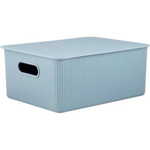 image:imageSuperio Ribbed Collection  Decorative Plastic Basket Open Home Storage Bins Organizer Blue Container Boxes for Organizing Closet Storage Bins for Shelves Bin with Lid Large 15 Liter 1 PackBlue
