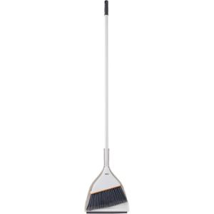 image:imageAngle Broom with Dustpan Set Sharply Angled Bristles to Reach Narrow Spaces Clip On Dust Pan IncludedSoft Gray